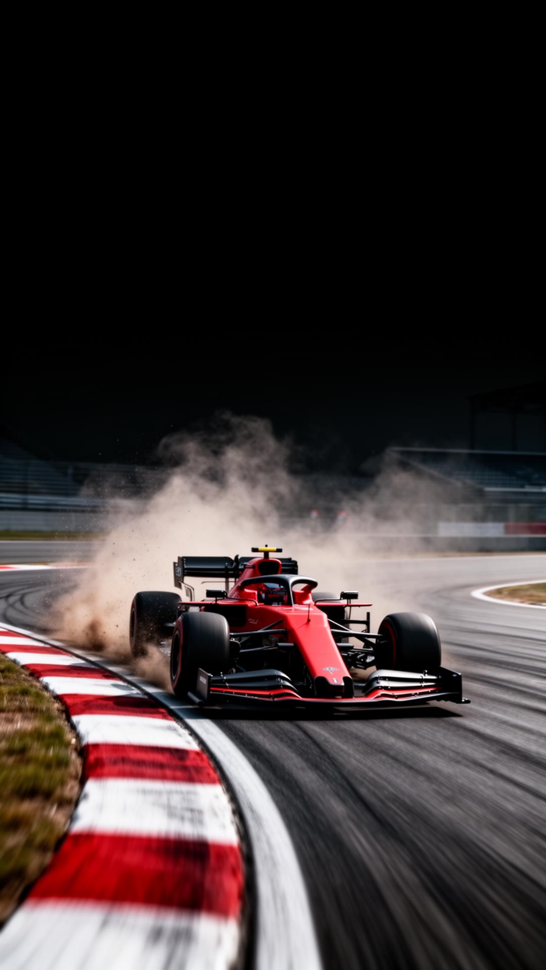 Formula 1 race car with premium coffee bag on racing track